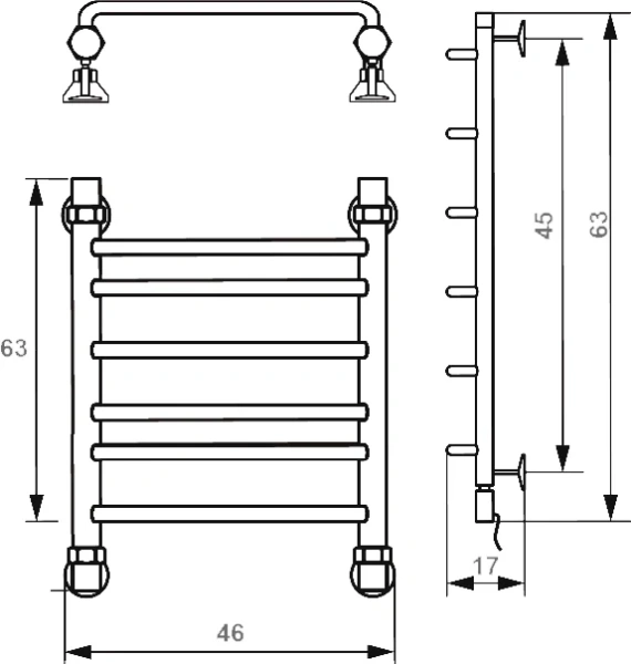 Полотенцесушитель водяной Ника Quadro 60x40 см хром Л 90 г2 60/40 (детальная фотография), современные, hi-tech