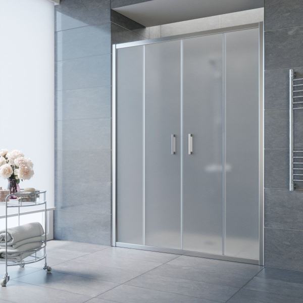 Душевая дверь профиль глянцевый хром стекло сатин Vegas-glass Z2P 180 08 10 (детальная фотография)