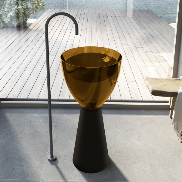 Раковина напольная Abber Kristall черный/оливковый AT2703Black-Vesuvian (детальная фотография), современные, hi-tech