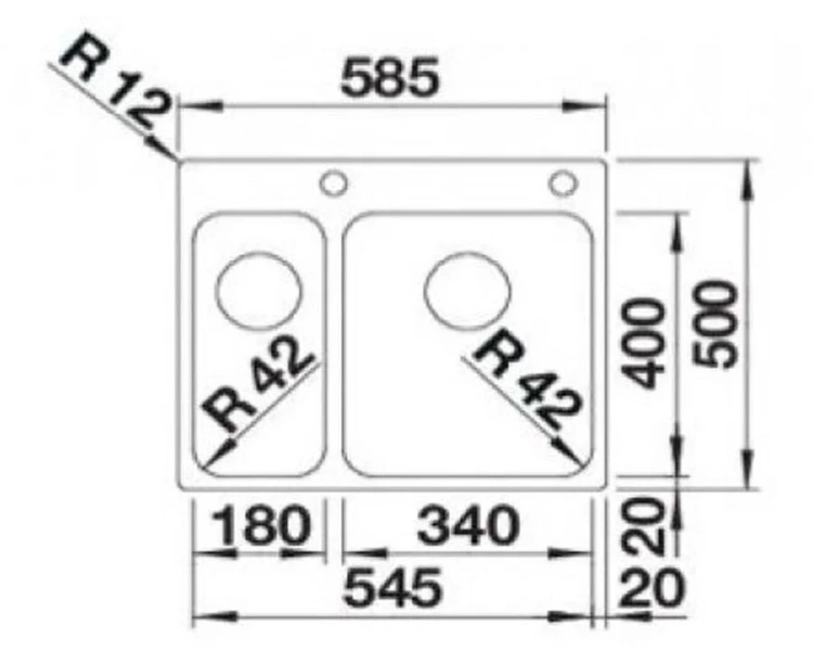 Мойка для кухни Blanco Solis 340/180-IF/A 58 см нержавеющая сталь 526132 (детальная фотография), врезные