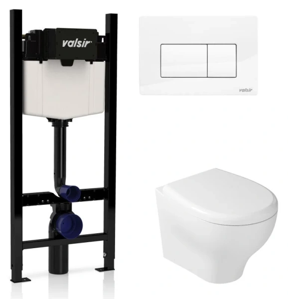 Унитаз с инсталляцией Valsir Eden с белой глянцевой клавишей KIT VSWG 7212 Slim P1 (детальная фотография)