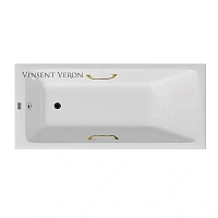 Чугунная ванна Vinsent Veron Kingston VKN1808050H/VH0012GD, 180 x 80 см, ручки золото, цвет белый
