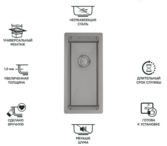 Мойка для кухни IDDIS Edifice 21 см графит EDI21G0i77 (детальная фотография), другие