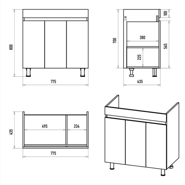 Тумба под раковину напольная Misty Енисей 80 см белая Э-Ени01080-012 (детальная фотография), нет в наличии