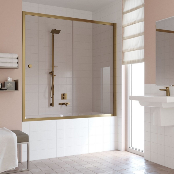 Душевая шторка на ванную стекло бронза Vegas-glass ZV 150 05 (детальная фотография), раздвижные