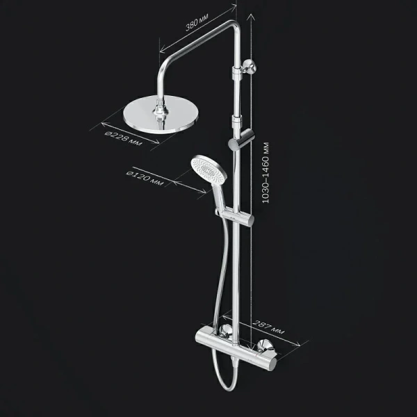 Душевая стойка Am.Pm X-Joy хром F0785A400 (детальная фотография), без излива
