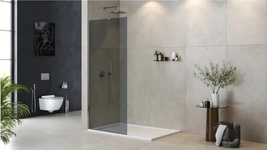 Душевая перегородка Cezares Liberta 110 см стекло графит, профиль хром LIBERTA-L-1-TB-110-GR-Cr (детальная фотография), хром