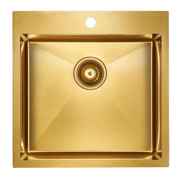 Мойка для кухни Paulmark Kroner 51 см брашированное золото PM215151-BG (детальная фотография)