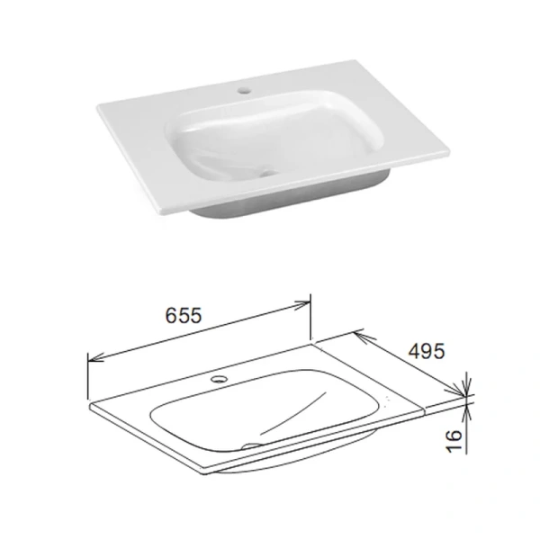 Раковина полувстраиваемая, 1 отверстие под смеситель, Keuco Royal Universe 32751 316501 (детальная фотография), встраиваемые (в столешницу)