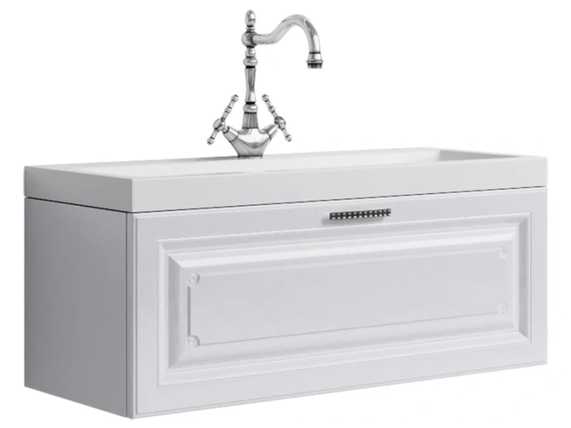 Тумба под раковину подвесная Aqwella Empire 100 см белый глянец Emp.01.10/W (детальная фотография)
