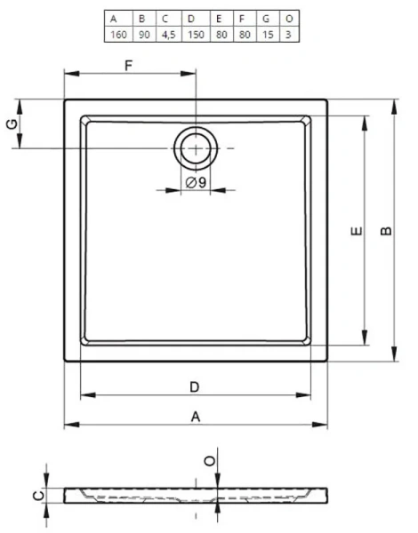 Душевой поддон акриловый Riho Zurich 258 160x90 см (детальная фотография), низкие до 15 см