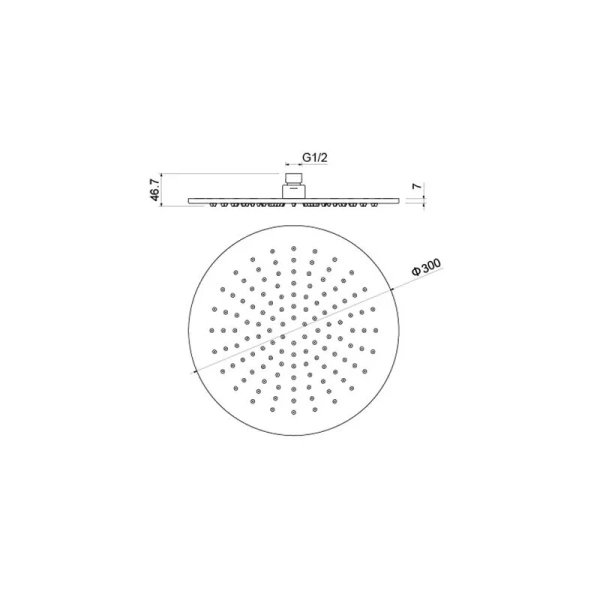 Верхний душ Акватек черный матовый AQ2079MB (детальная фотография), верхние души