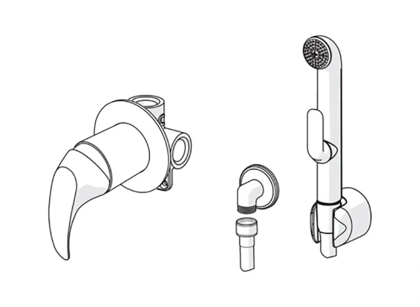 Гигиенический душ со смесителем Oras Polara с внутренней частью 1488 (детальная фотография), для туалета