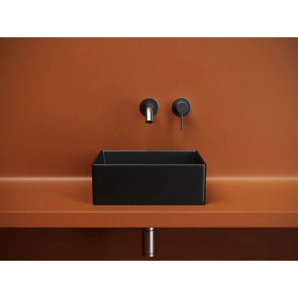 Раковина Ceramica Nova Element 36 см черная матовая CN6068MB (детальная фотография), маленькие, в форме чаши, квадратная