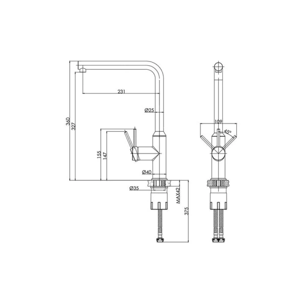 Смеситель для кухни Cersanit Flavis сатин 68241 (детальная фотография), для кухни