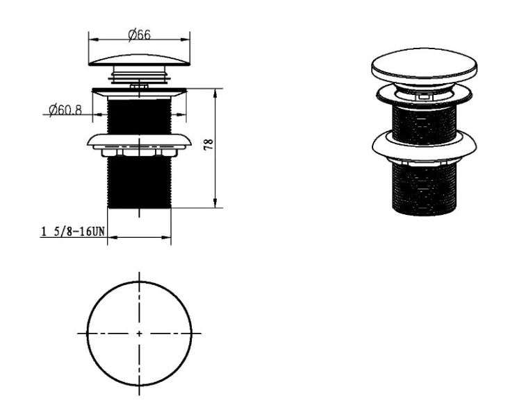 Донный клапан Boheme Medici с переливом 610/2 (детальная фотография), в наличии