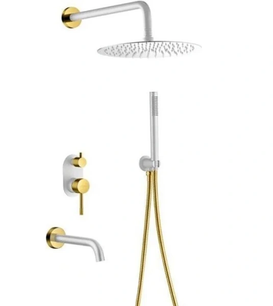 Душевой комплект Boheme Uno белый/золото 464-2-WG (детальная фотография)