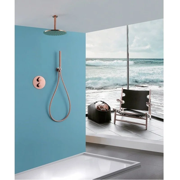 Душевой комплект Abber Wasser Kreis розовое золото AF8121RG (детальная фотография), золотые