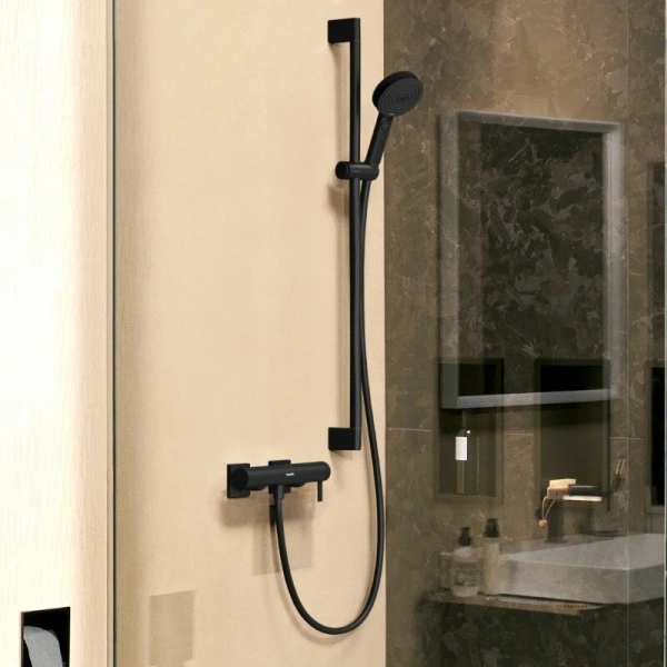 Смеситель для душа Hansgrohe Tecturis E матовый черный 73620670 (детальная фотография), однорычажные, двухрычажные