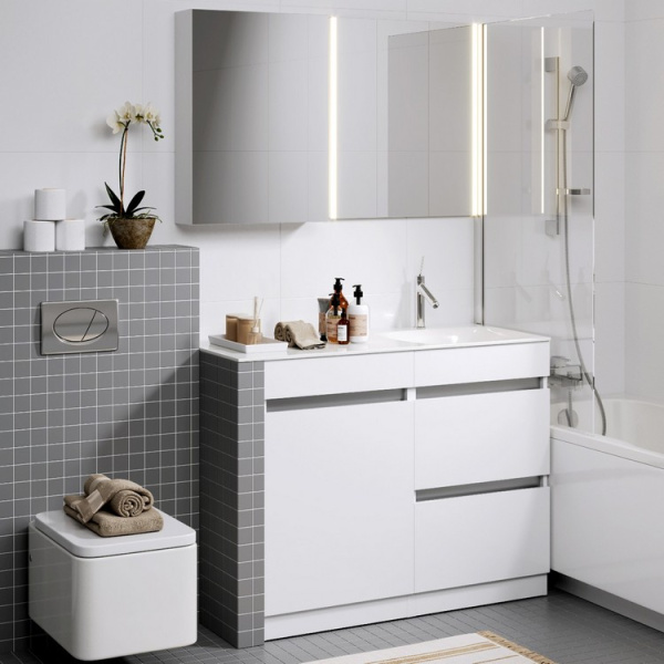 Тумба под раковину напольная Aqwella Forma 115 см белая FOR01052 (детальная фотография), белая