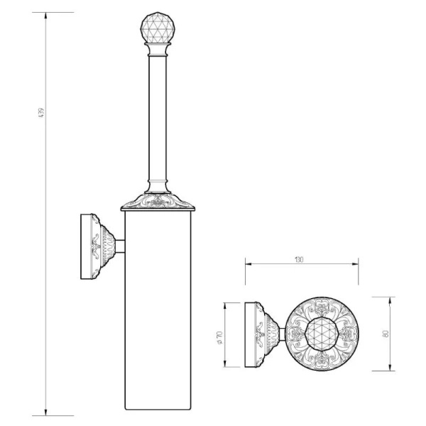 Ершик Migliore Cristalia хром 16802 (детальная фотография), классические, ретро, с кристаллами swarovski, декорированные