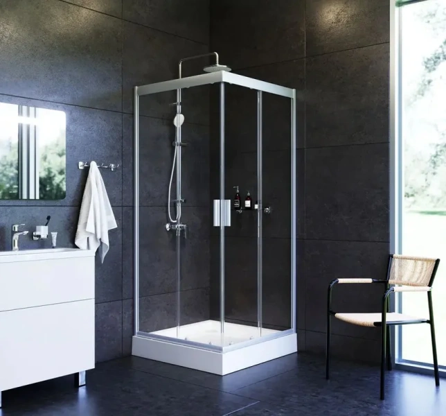 Душевой уголок Am.Pm Gem 90x90 см профиль хром матовый W90UG-403-090MT (детальная фотография), квадратные