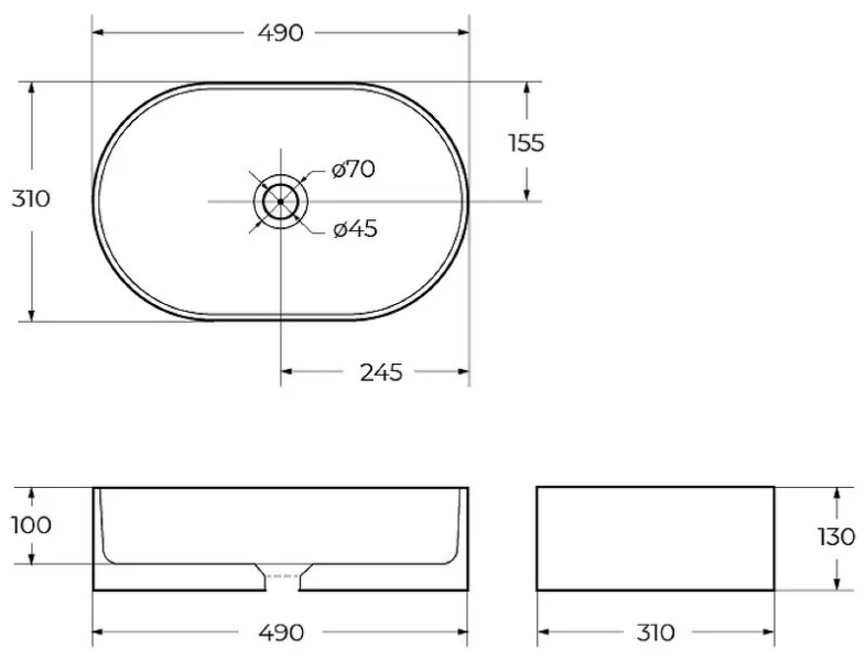 Раковина BelBagno 50 см накладная BB1497 (детальная фотография), современные, hi-tech