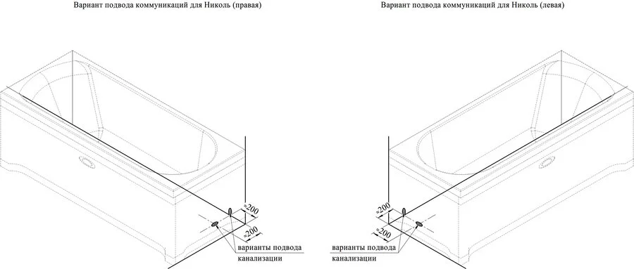 Акриловая ванна Радомир Vannesa Николь 180 x 80 см, с фронтальной панелью и каркасом, 2-78-0-0-1-210 (детальная фотография), современныe, hi-tech