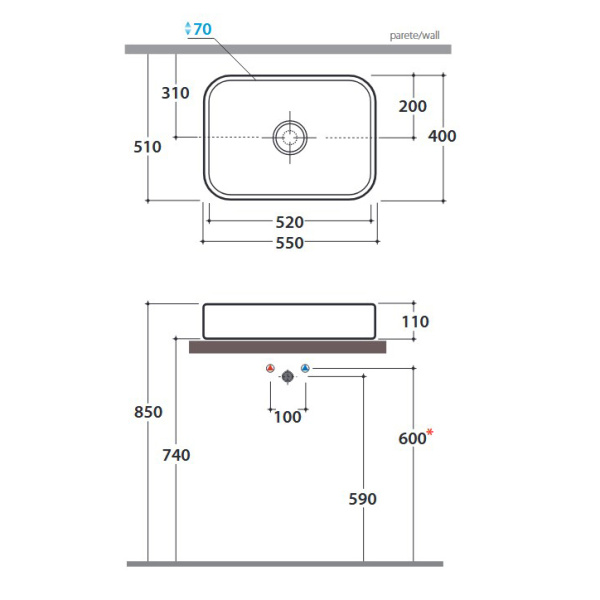 Схема (детальная фотография), накладные (на столешницу)