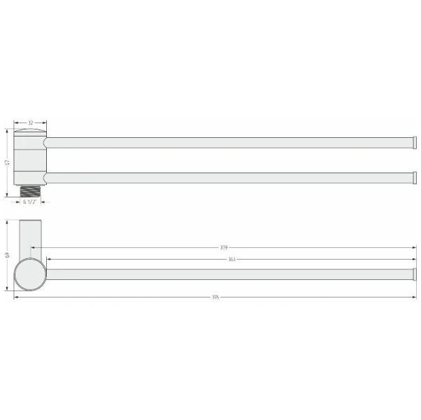Полотецедержатель для полотенцесушителя Сунержа 2003-0400 39.5 см поворотный (детальная фотография), по запросу