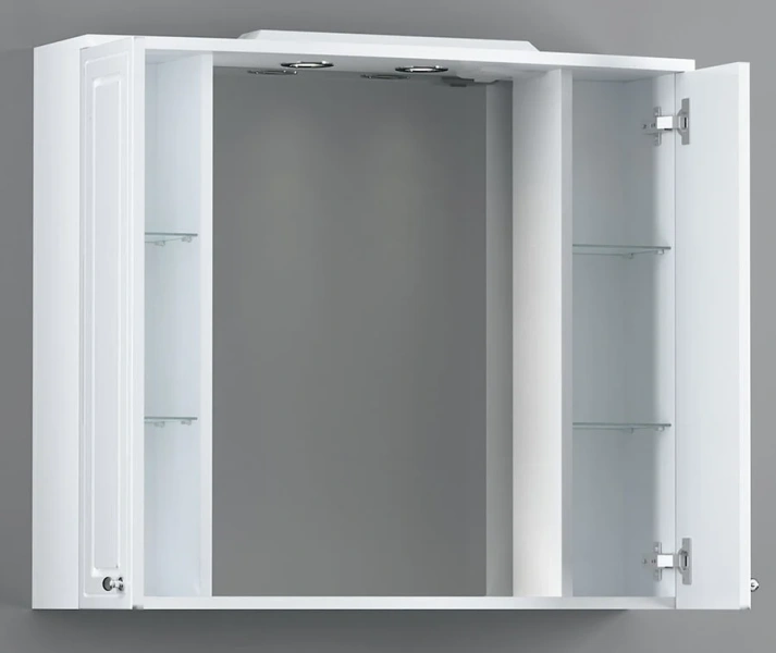 Зеркальный шкаф с подсветкой Damixa Palace One 85 см белый глянец M41MPX0851WG (детальная фотография), белые