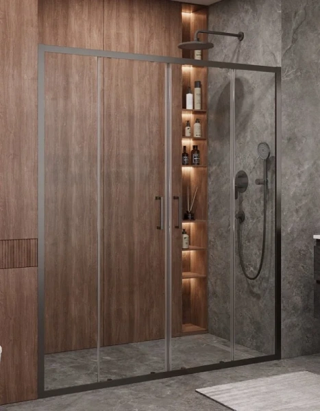 Душевая дверь в нишу Cezares Molveno 170 см стекло прозрачное профиль оружейная сталь MOLVENO-BF-2-170-C-GM-IV (детальная фотография)