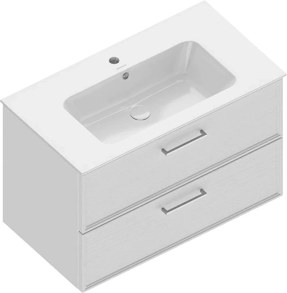 Тумба под раковину подвесная Kerama Marazzi Piano Classic 85 см ясень белый матовый PIA.CL.85\WHT.M (детальная фотография), моноблок