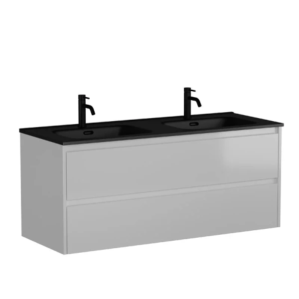 Тумба с раковиной подвесная Sancos Libra LB120-2W 120 см с ящиками (детальная фотография), белая