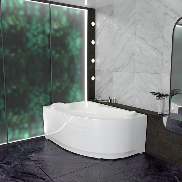 Акриловая ванна Радомир Ирма 2-89-2-1-9-217/2-89-2-2-9-217, 169 x 110 см, L/R, фронтальный экран, каркас, сифон, слив-перелив автомат в комплекте, белая (детальная фотография), без гидромассажа