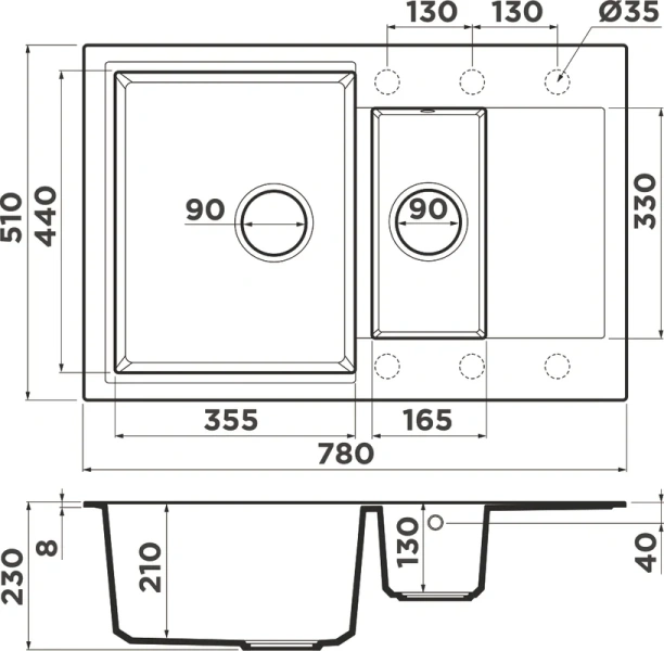Мойка для кухни Omoikiri Daisen 78-2T-GR 78 см leningrad grey 4993585 (детальная фотография), врезные