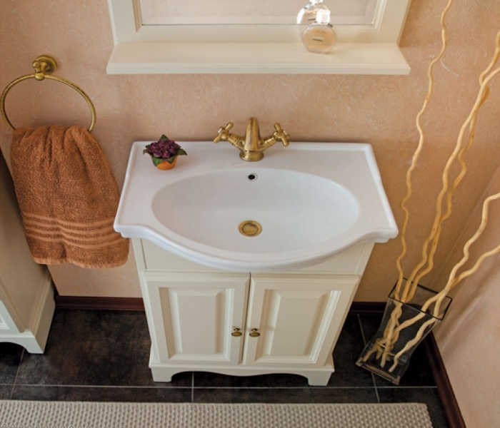 Раковина-консоль керамическая, цвет белый, 1 отв. под смес., с кольцом перелива цвета хром, La Beaute Michel LA8370 (детальная фотография), по запросу