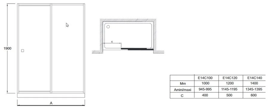 Душевая дверь реверсивная Jacob Delafon Serenity 100 см прозрачное стекло, профиль хром E14C100-GA (детальная фотография), 100 см