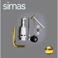 Механизм смыва для бачка Simas с боковой ручкой, золото