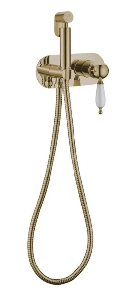 Гигиенический душ со смесителем Boheme Medici бронза ручка белая 424 (детальная фотография)