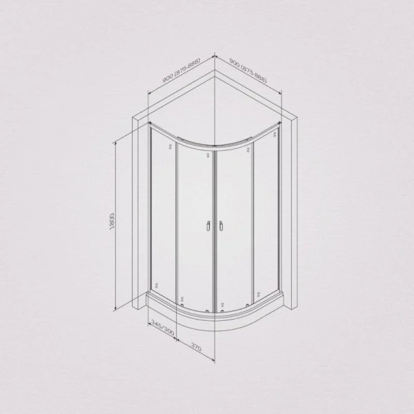 Душевой уголок AM.PM X-Joy 90x90 см без поддона W88G-205-090BT64 (детальная фотография), полукруглые, четверть круга