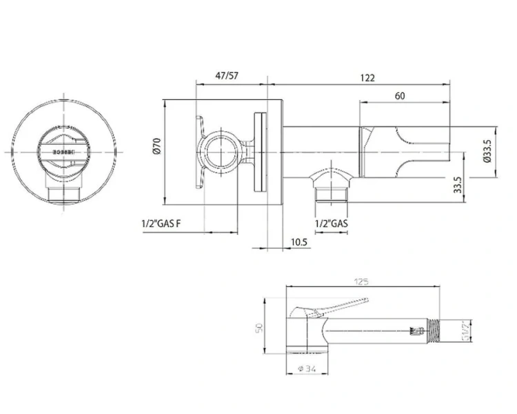 Гигиенический душ со смесителем Bossini Paloma черный матовый E34002B.073 (детальная фотография), для туалета