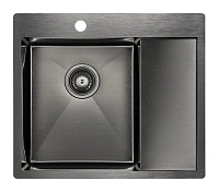 Мойка для кухни Paulmark Flank 59 см вороненая сталь, левосторонняя