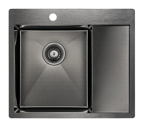 Мойка для кухни Paulmark Flank 59 см вороненая сталь, левосторонняя - фото 3