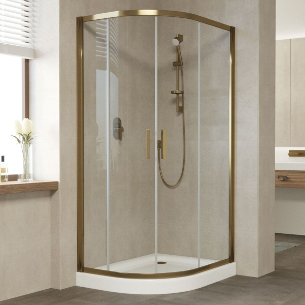 Душевой уголок профиль бронза стекло прозрачное Vegas-glass ZS-F 100*80 05 01 (детальная фотография)