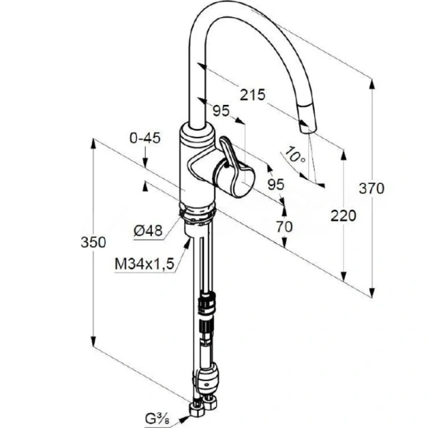 Смеситель для кухни Kludi Bingo Star черный матовый 428513978 (детальная фотография), для кухни