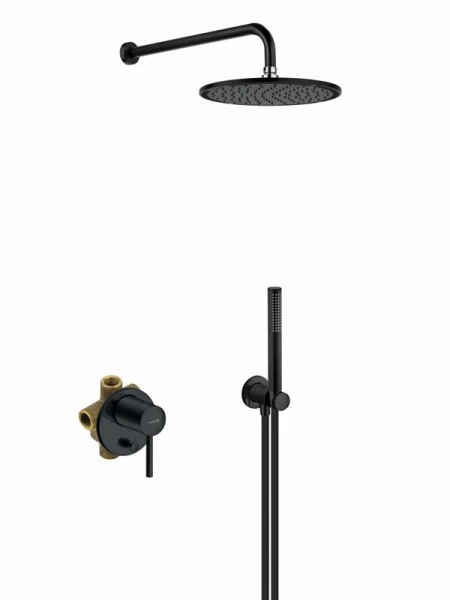 Душевой комплект Kludi Bozz с внутренней частью черный матовый 387363976 (детальная фотография)