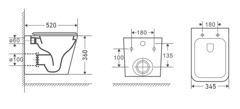 Унитаз подвесной Azario Boca безободковый AZ-2002-MB (детальная фотография), подвесные