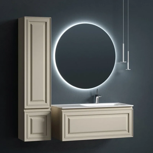 Тумба под раковину подвесная Sancos Very 100 см левая, beige soft VR100LCE (детальная фотография), моноблок