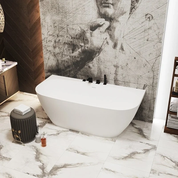 Ванна из искусственного камня Radostone Simona VSMA10000170, 170 x 80 см, белый матовый (детальная фотография), современныe, hi-tech